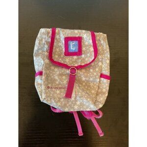 American Girl Backpack Gray Pink Silver Star Drawstring Bag for Doll
